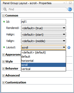 Visual editor, top facet