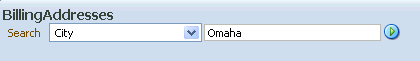 This screenshot shows a quick query search form with two fields: one for the search criteria field (the attribute City) and one for the search value (with the value Omaha)