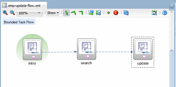 This screenshot shows renaming the third view component as update