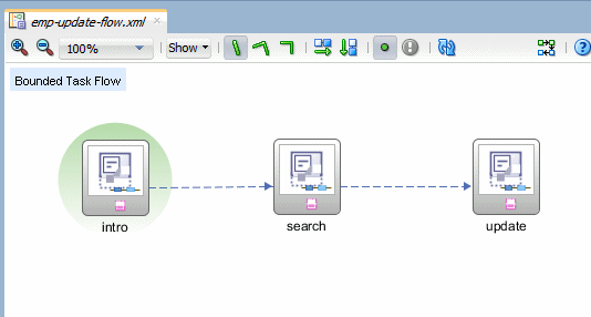 This screenshot shows all three view activities again, including the first one for the intro page