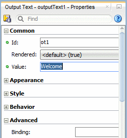 This screenshot shows the updated value property in the expanded Common tab of the Properties window