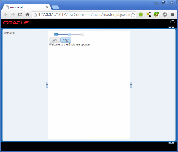 This screenshot shows the first page of the task flow