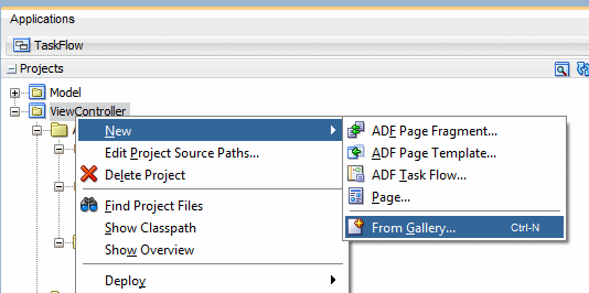 This screenshot shows the right-click menu on the View Controller project with New From Gallery highlighted