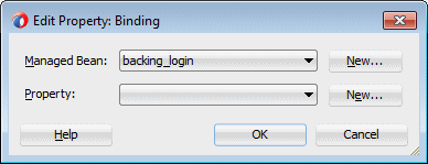 This screenshot shows the dialog with the property dropdown list and the New button next to the list