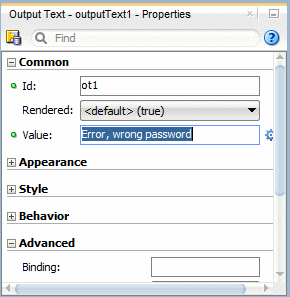 This screenshot shows the updated value property in the expanded Common tab of the Properties window