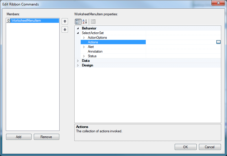 Edit Ribbon Commands dialog