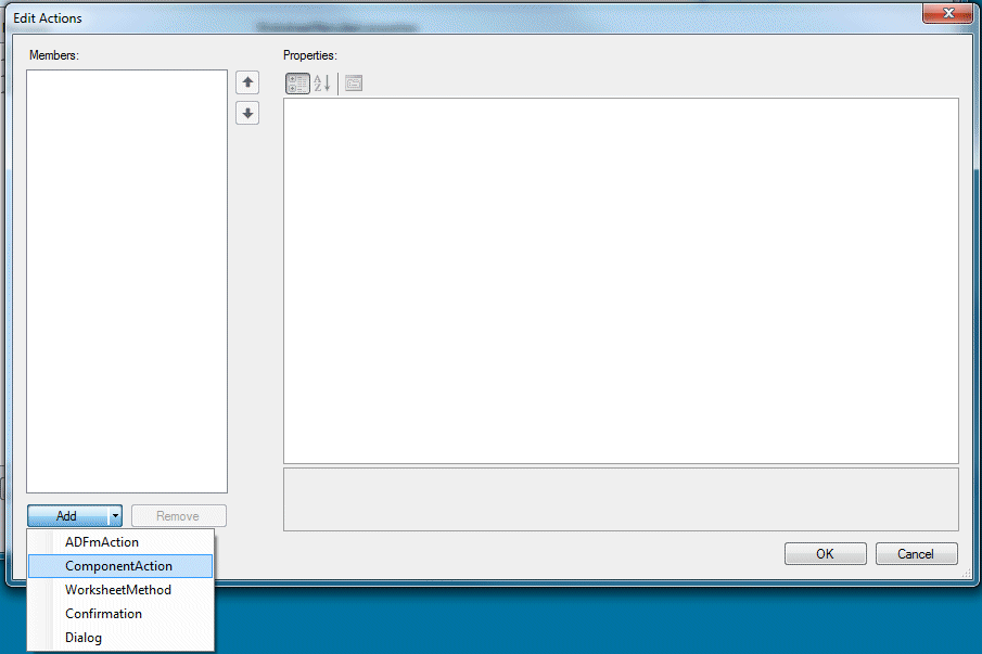 Edit Actions dialog
