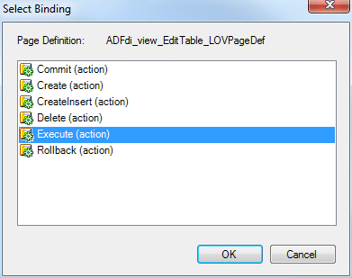 Select Binding dialog