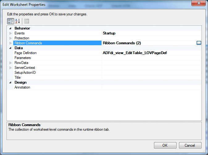 Edit Worksheet Properties dialog
