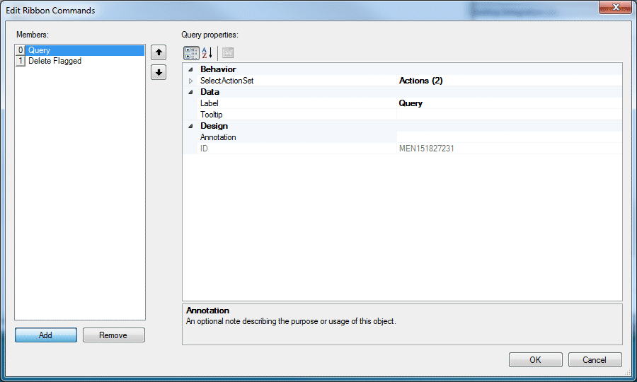 Edit Ribbon Commands editor
