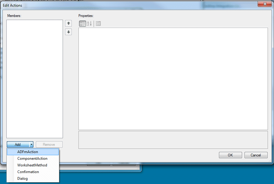 Edit Actions dialog