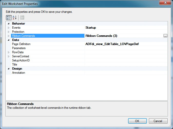 Edit Worksheet Properties dialog