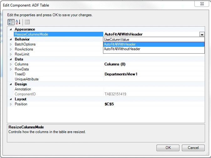 Oracle ADF tab in the Excel ribbon