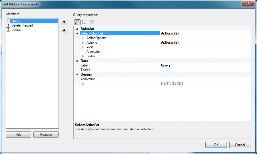 Oracle ADF tab in the Excel ribbon