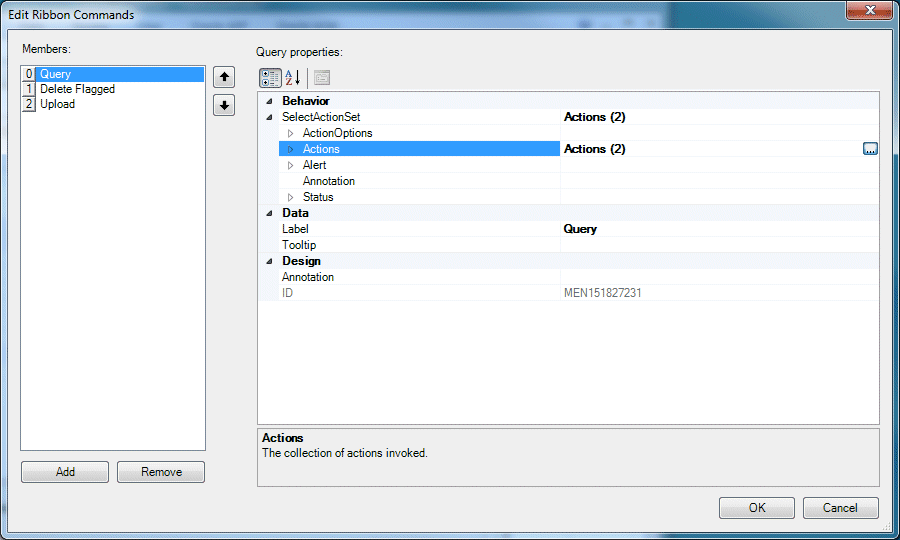 Oracle ADF tab in the Excel ribbon