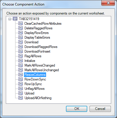 Oracle ADF tab in the Excel ribbon