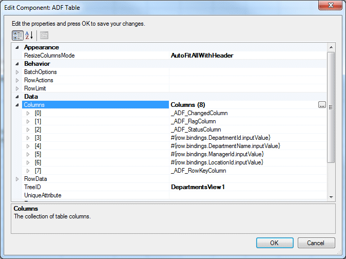 Oracle ADF tab in the Excel ribbon