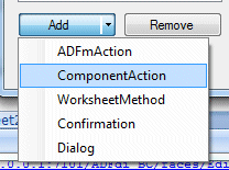 Oracle ADF tab in the Excel ribbon