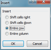 Insert option