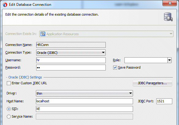 Edit Database connection