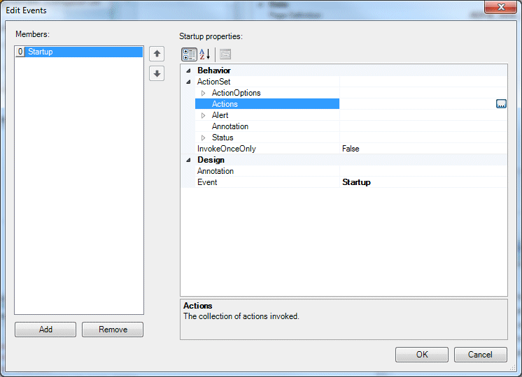 Edit Events dialog