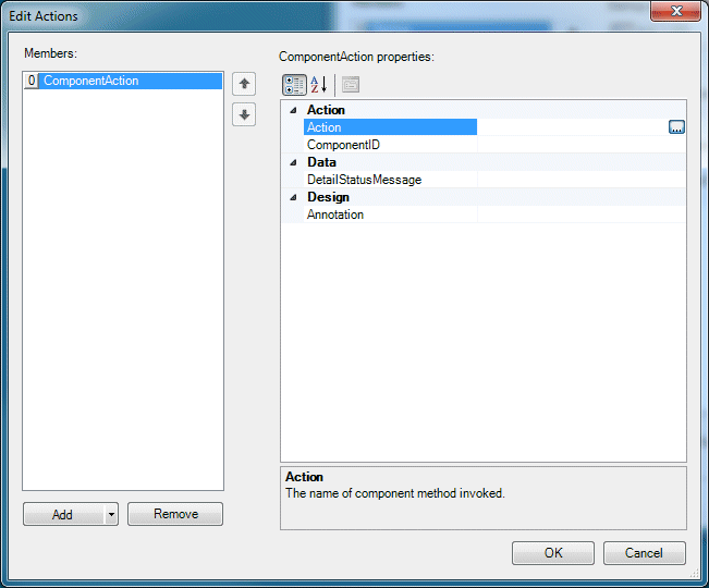 Edit Actions dialog