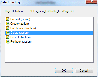 Select Binding dialog