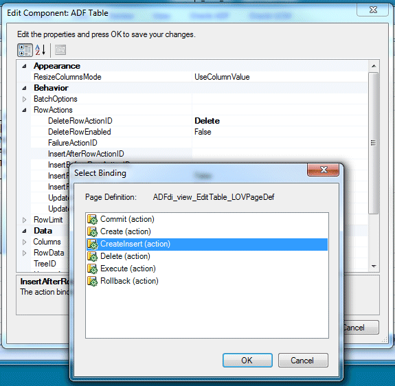 Select Binding dialog