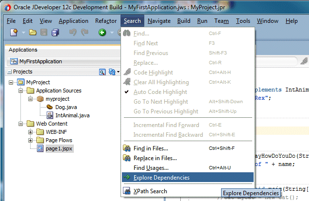 Application Navigator; cursor is over the Web Content node (having expanded it).
