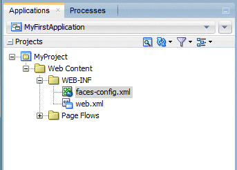 The Applications window with the nodes under My Project expanded