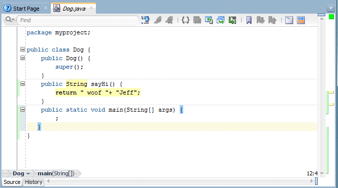 Source editor: main method code template is added to source.