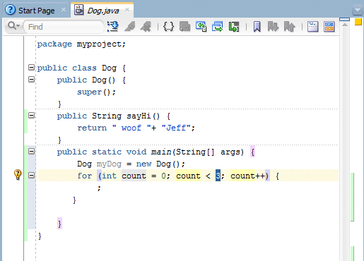 Source editor with 3rd instance of 'count' replaced by '3'.