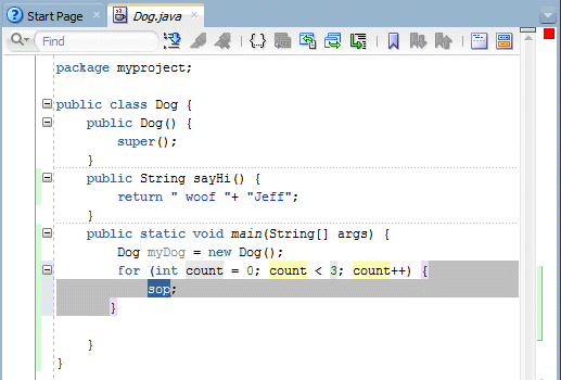 Source editor: new line displays letters 'sop'