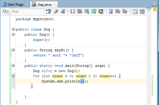 Source editor: template code inserted.