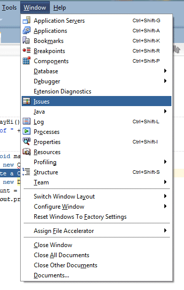 Menu item View Tasks