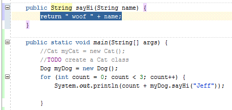 Source editor: occurrences of 'name' that have replaced the literal, are  highlighted in yellow.