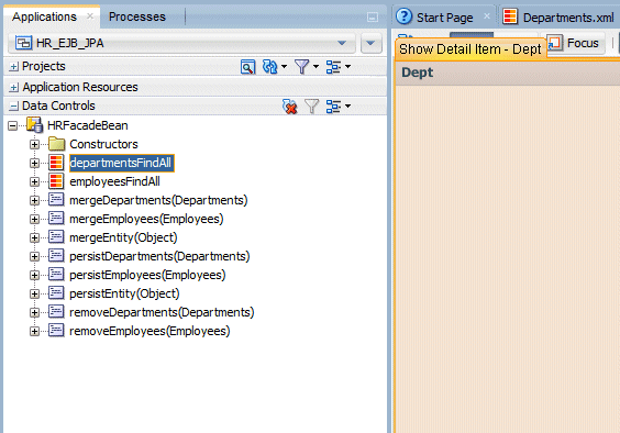 Dropping data control onto the page