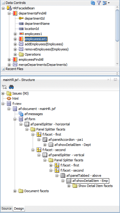 Dropping a data control onto the page