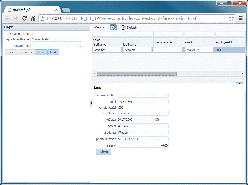 Page displayed in web browser