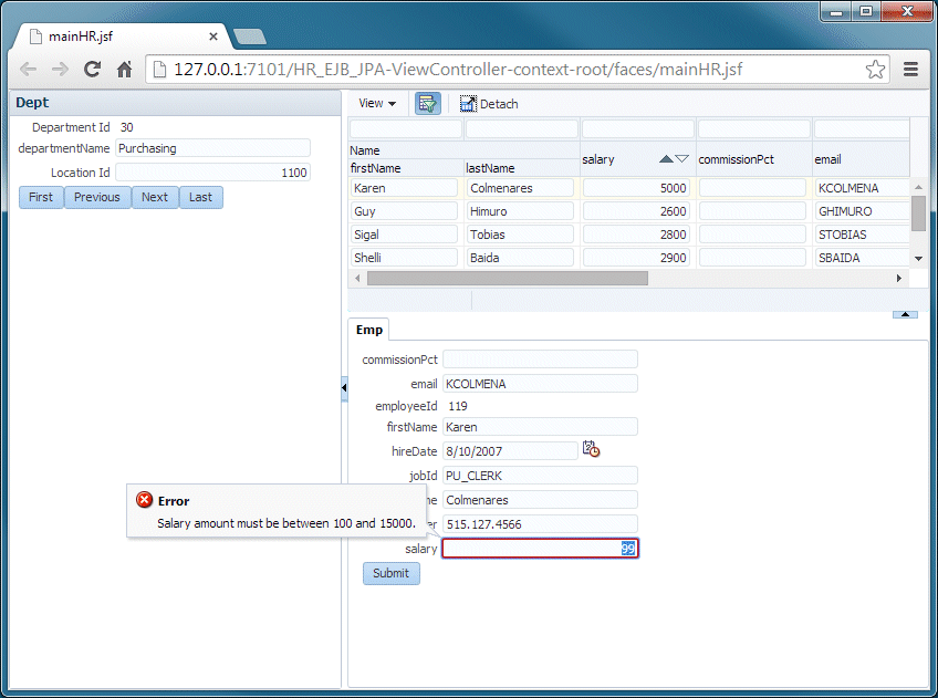 Page displayed in web browser