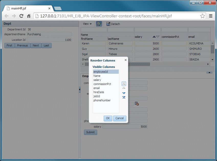 Page displayed in web browser