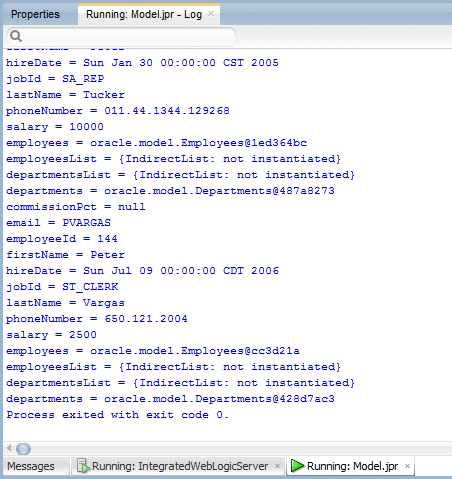 Returned info in the Running Log window