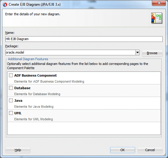  The Create EJB Diagram dialog