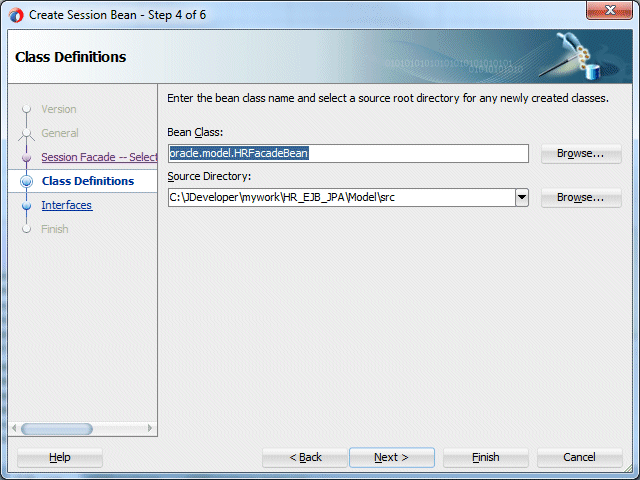 This is Step 4 of the Create Session Bean wizard.
