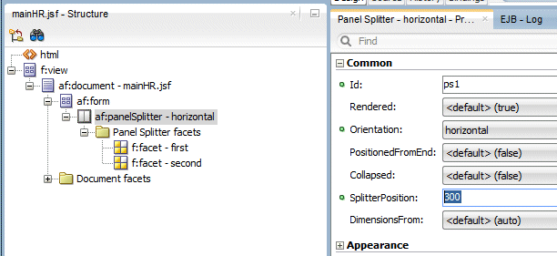 Structure Pane and Property Inspector