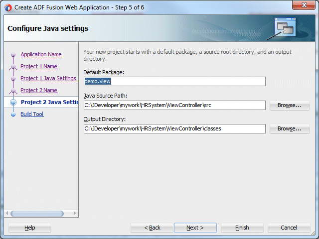 Page 5 of the wizard showing the default path settings.