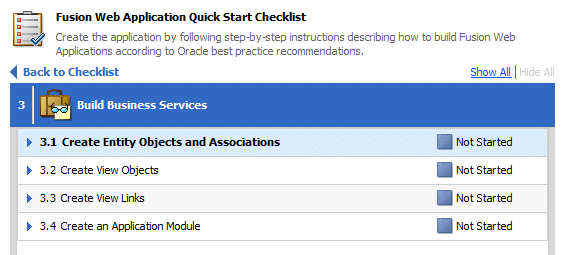 As previous step but displaying list of substeps, with substep 3.1 selected.
