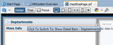 DeptEmpPage with cursor on the Departments accordion.