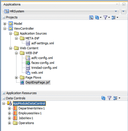 App Navigator with AppModuleDataControl selected in Data Controls accordion.