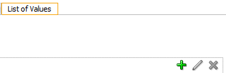 List of Values tab with cursor over the green plus to add a new LOV.